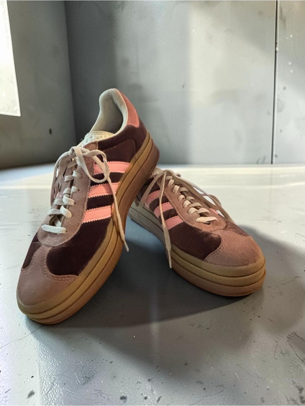 Adidas Gazelle Bold Shadow Brown Glow Pink Platform Sneakers Women’s 10.5